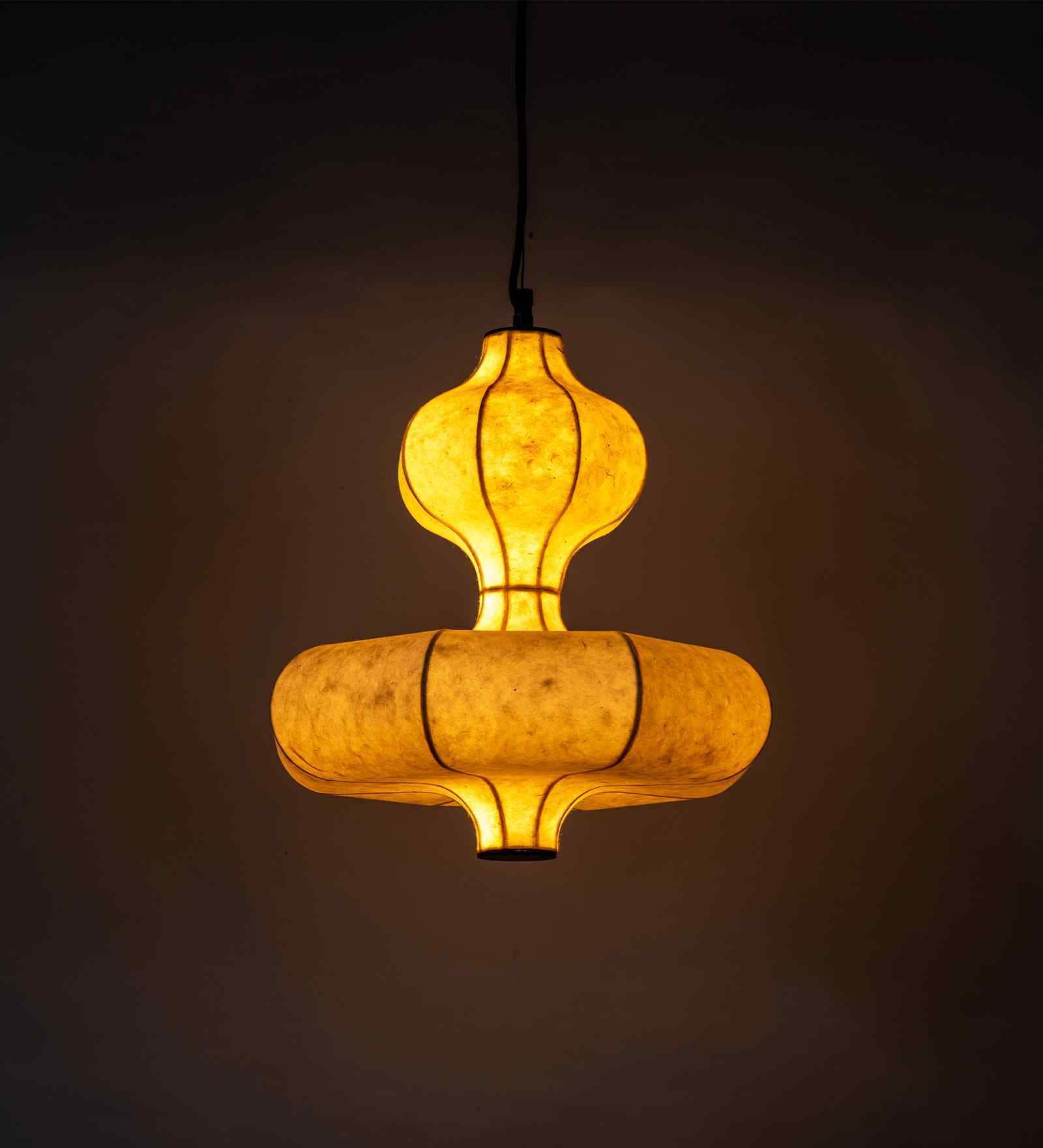 AUM-MOUNTAIN GLEAM 2 LAYER | Handcrafted Pendant Lamp | E27 holder } with Bulb | RIPPL Lighting